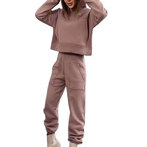 High quality Low MOQ Wholesale Sweatsuits for Women <b>Thermal</b> <b>Tracksuit</b> Hoodie and Jogger Sweatpants Set for Women 2025 - Product Image 1