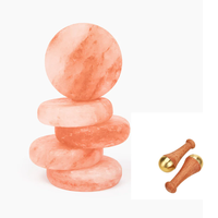 Disque circulaire naturel de sel rose de l'Himalaya pour la relaxation de thérapie de spa de corps outil de soin de peau de désintoxication pour l'application de visage