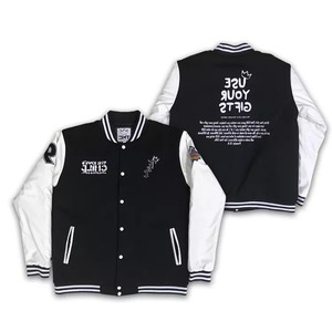 Blouson bombardier de baseball OEM personnalisé de haute qualité avec manches en cuir brodé chenille. Veste d'université de Baseball - Product Image 5