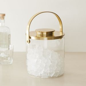 Clear ribbed <b>glass</b> ice bucket with modern silhouette and ergonomic grip designed for daily use or party styling - Product Image 2