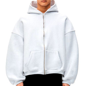 Personalizado Zip-Up Boxy Fit Drop Shoulder Hoodies para hombres Unisex Grueso Oversize Full Zip Sudadera Oversized Boxy Drop Shoulder - Product Image 1