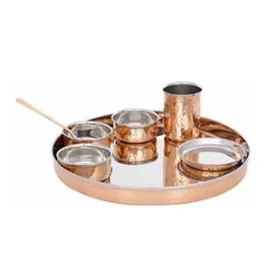 Wholesale Copper Hammered Thali Set, Perfect for every occasion, Copper handcrafted thali set, Hammered copper plate set - Product Image 6