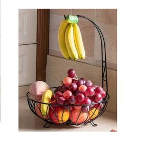 Panier de rangement pour fruits et légumes en fer noir tendance, de haute qualité pour une utilisation en cuisine, support de panier à fruits - Product Image 1