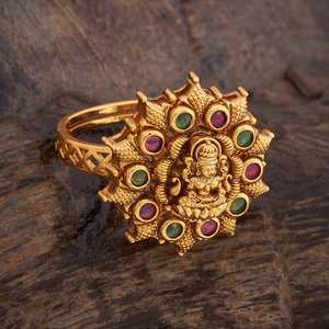 Bague ajustable en alliage de cuivre, style antique et tendance, 180040 - Forme de fleur, style religieux, incrustation griffe, idée cadeau mignonne - Product Image 3