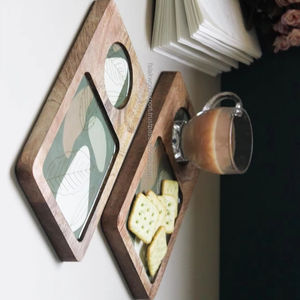 Bandeja de Servir de Madera Ecológica Hecha a Mano, Personalizada con Impresión, Apta para Lavavajillas y Microondas, para Uso en Restaurantes - Product Image 1