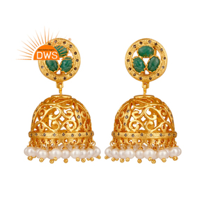 Pendientes de plata de ley 18k con múltiples piedras naturales, joyería fina - Product Image 1