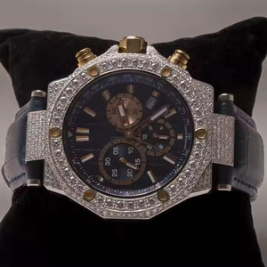 Mens cao cấp moissanite kim cương xem đầy đủ Iced out Bling timepiece với dây đeo bằng thép không gỉ và sang trọng hip hop thiết kế - Product Image 1