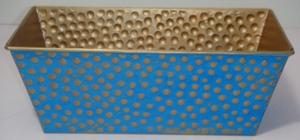 Jardinière en métal moderne dorée et bleue en relief - Design feuille de Monstera Pot de fleurs décoratif pour la décoration intérieure de jardin d'intérieur Jardinières - Product Image 4