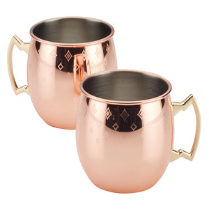 Mug à eau décoratif fait à la main, qualité durable, mug en acier inoxydable, mug à eau potable Moscow Mule avec poignées - Product Image 5