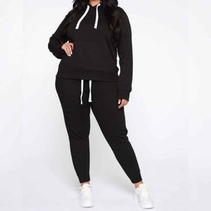 Survêtement en polyester 100% coton personnalisable coupe décontractée ensemble d'hiver de grande taille sweat à capuche surdimensionné couleur unie vêtements d'hiver confortables - Product Image 6