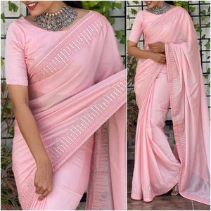 Hermoso Color oscuro Rangoli Seda Saree Efecto espejo Trabajo Fiesta DE BODA Ropa informal festiva-Mayorista étnico de moda India - Product Image 6