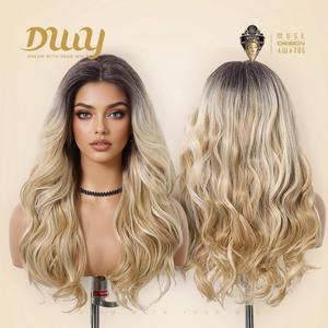 Clearance Sale on Zoe H-DWY 10 Inch Glueless Synthetic Lace Front T Part Water Wavy Blonde <b>Wig</b> Small Cap Size Transparent Lace - Product Image 2