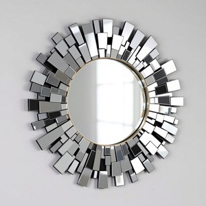 Espejo de pared redondo sin marco de diseño de ráfaga contemporánea elegante acento decorativo 3D para el hogar, dormitorio, sala de estar - Product Image 4