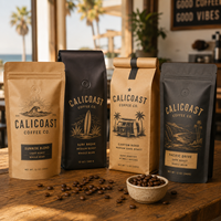 AT PACK USA en Stock, Paquete de 10 Bolsas para Granos de Café de 8oz/12oz/16oz, Personalizables, con Válvula de Desgasificación, Material MOPP/VMPET/PE, Muestras Gratis