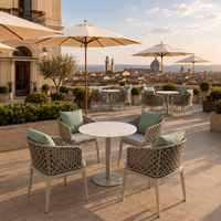 Chaises de salle à manger d'extérieur en rotin PE pour hôtel, restaurant, café, ensemble de fauteuils en aluminium personnalisés OEM, résistants aux intempéries