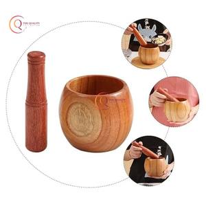 Molinillo de mano para cocina casera, trituradora de especias, nueces, medicina, mortero de madera maciza, ajo, los mejores utensilios de cocina decorativos - Product Image 6