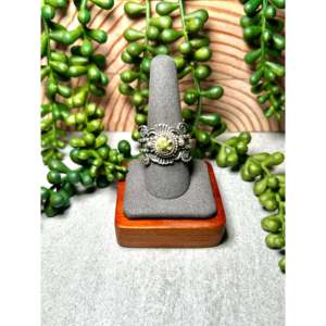 Navajo Handmade <b>Adjustable</b> Sterling Silver & Gemstone <b>Ring</b> Palomino Variscite Boho Style Statement <b>Ring</b> for Everyday Wear - Product Image 1