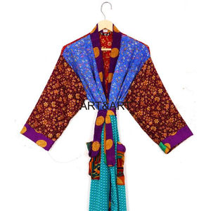 Kimono Vintage de Seda Reciclada para Mujer, Ropa de Dormir Larga, Bata de Encaje, Cubierta de Bikini para Fiesta EN LA Playa - Product Image 2