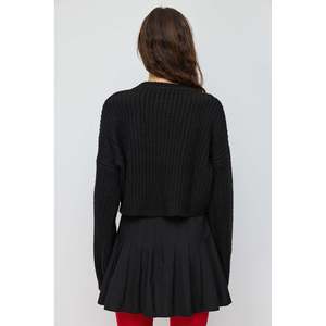 Suéter de Punto Informal Vintage para Mujer, Cárdigan Transpirable con Capucha, Bordado, Media Manga, Talla XS, para Invierno - Product Image 4