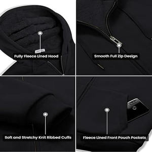 Chaqueta de Forro Polar Negra para Hombre, con Cierre Completo, Cálida, Suave, Informal, para Invierno, con Cuello Alto y Bolsillo en el Pecho - Product Image 2