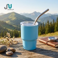 Gobelet isotherme en acier inoxydable avec paille, empilable, double paroi, sans BPA, facile à nettoyer, tasses personnalisées avec logo, vente en gros