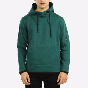 Sudadera Deportiva de Algodón Francés con Capucha Verde para Hombre, Corte Ajustado, Diseño con Bolsillos Estampados, Ropa de Invierno - Product Image 1