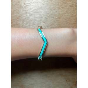 Navajo Handmade Kingman Turquoise & Sterling <b>Silver</b> <b>Cuff</b> <b>Bracelet</b> Cultural Collectible Jewelry - Product Image 5
