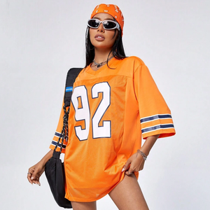 Entrenamiento de malla transpirable personalizado profesional nuevo diseño cosido malla púrpura fútbol americano cuello en V mujeres - Product Image 1