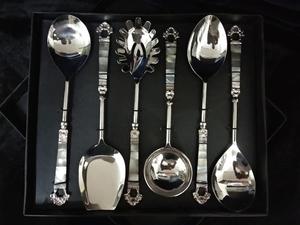 Juego de cucharas de mango largo de lujo chapadas en plata de acero inoxidable para regalo de Navidad para servir en fiestas y regalar a bajo precio - Product Image 4