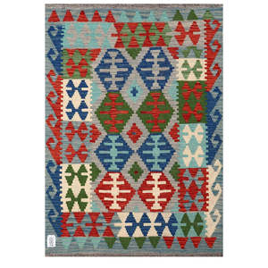 Alfombra Kilim de Maimana, Afganistán, 145 x 102 cm, Juego de Alfombras Tradicionales Tejidas a Mano - Product Image 1
