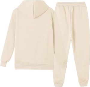 Ensemble sweat-shirt à capuche et pantalon de jogging de couleur unie, survêtement décontracté pour adultes, toutes saisons, en coton - Product Image 2