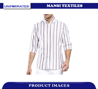 Kemeja Kasual Pria 100% Katun Chambray Premium Slim Fit Kerah Turun Lengan Panjang Gaya Safari Ramah Lingkungan Cepat Kering