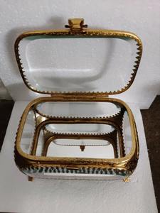 กล่องเครื่องประดับแก้วทำจากทองเหลืองทำด้วยมือสีทองดีไซน์แฟนซีสำหรับใส่แหวนต่างหูกล่องแก้ว - Product Image 3