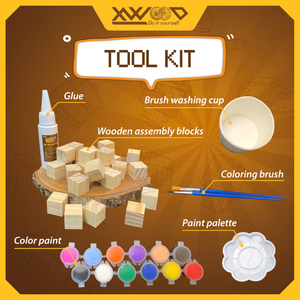 Kit de décoration en bois de service OEM pour enfants, jouets peints à la main avec bords sûrs, cadeau d'usine artisanale du Vietnam - Product Image 5