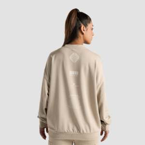 เสื้อฮู้ดโอเวอร์ไซส์สีเบจสำหรับผู้หญิง แบรนด์ Sanctuary ผ้าไหมถักคุณภาพสูง ปักลายซิป สไตล์สตรีทแวร์ ฮู้ดปักตัวอักษร 3 มิติ ไซส์ XS สำหรับฤดูหนาว - Product Image 1