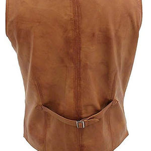 New Arrival Men Leather Vest <b>Casual</b> Wear Custom Logo OEM service Men Biker Leather Vest & <b>Waistcoats</b> Customized Men Vest - Product Image 4