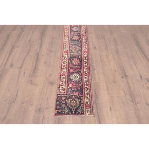 Vintage <b>Runner</b> Rug 1.3x10.5 ft (39x320 cm), <b>Red</b> Patchwork Turkish Rug - Product Image 2