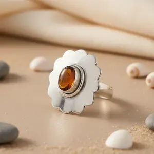 925 Silver Women's Flower <b>Ring</b> with Gemstone <b>Watch</b> Gift - Product Image 3