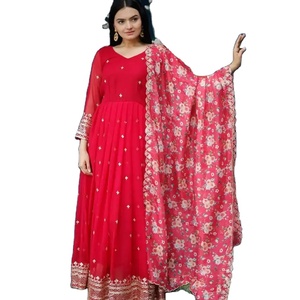 El último vestido de diseñador Georgette Anarkali con Secuencia de bordado Work Fab Zone's Indian & Pakistani Clothing - Product Image 1