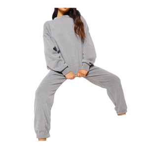 Chándal de algodón 100% para mujer OEM, traje de sudor lavado ácido más vendido, tejido de punto de patrón sólido, precio bajo - Product Image 4