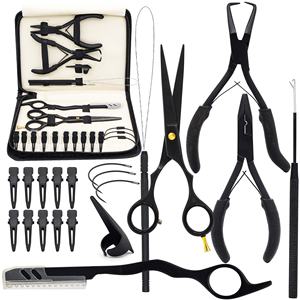 Professional Hair Extensions Kit Stainless Steel Pliers <b>Hook</b> <b>Tools</b> Opening Closing Pliers Hair Parting Section Clips Needles for - Product Image 1