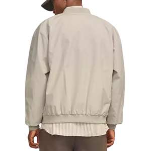 Cream <b>White</b> Oversized Bomber <b>Jacket</b> <b>Men</b> Loose Fit Baseball Varsity Style Custom Embroidery Streetwear Fashion Casual Flight Coat - Product Image 2