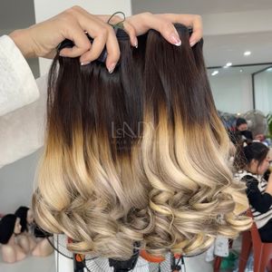 Extensiones de Cabello Humano Vietnamita de la Más Alta Calidad, Color Ombre, Cabello Virgen y Elástico, Juego de Paquetes con Cierre 2025 - Product Image 4