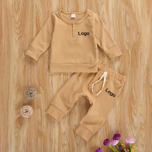 Vente en gros Automne/Hiver Nouveau Solide Enfants Survêtement Ensemble Respirant Fermeture Éclair Tricot Col Debout Pull Pantalon Brossé Polaire Décontracté - Product Image 4