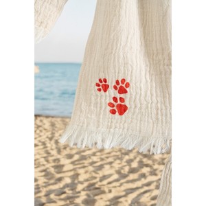 Albornoz Varol 100% Orgánico Hecho a Mano para Niños con Diseño de Huellas de Patas y Toalla de Baño con Diseño de Piedras - Product Image 3