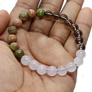 สร้อยข้อมือลูกปัดรูปกุหลาบควันและหินอัญมณีคริสตัลขัดเงาเครื่องประดับแฟชั่นสำหรับผู้ชายและผู้หญิงของขวัญการทำสมาธิที่มีพลังงาน - Product Image 5