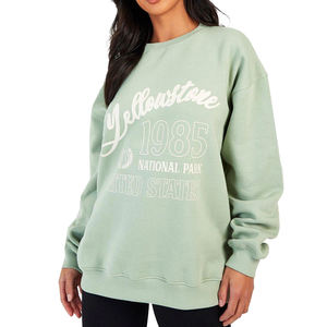 Sudadera de algodón con cuello redondo y estampado de forro polar para mujer, estilo urbano de invierno, transpirable, de secado rápido, talla grande - Product Image 1