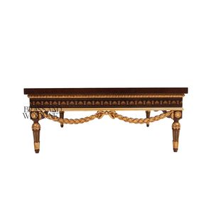 Mesa de Centro Cuadrada de Lujo con Incrustaciones de Madera Intrincadas y Elegantes Detalles de Latón para una Decoración Clásica de Sala de Estar - Product Image 2