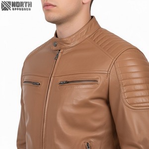 2025 nouveau Design brillant noir coupe ajustée peau de vache veste en cuir avec fermeture éclair des deux côtés pour hiver Bomber veste personnalisée - Product Image 4