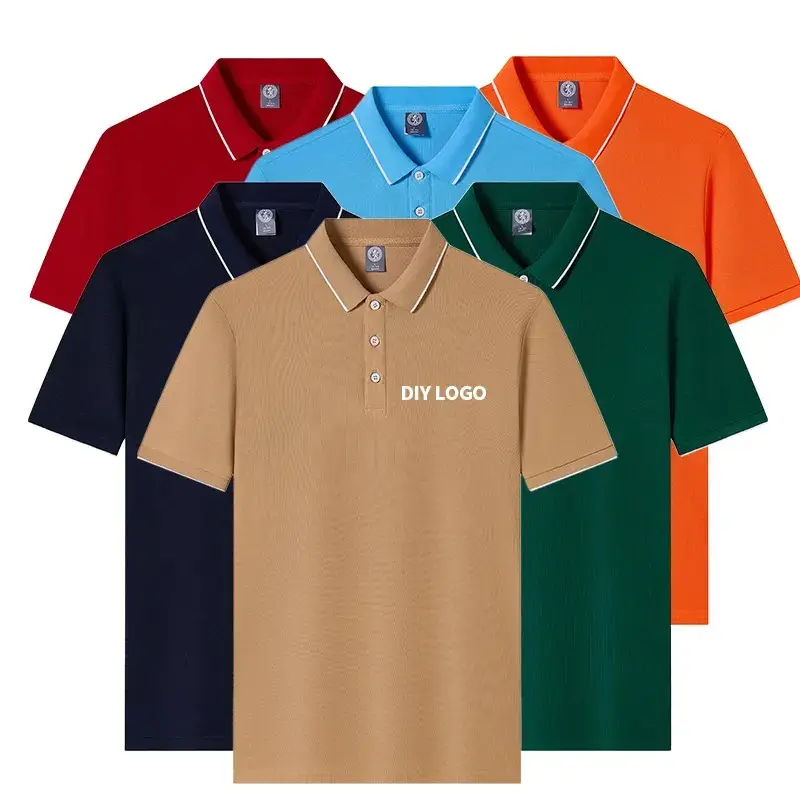 Camisetas polo de golfe 100% puras para homens em tamanho grande por atacado tecido de malha com logotipo bordado de alta qualidade polo personalizado